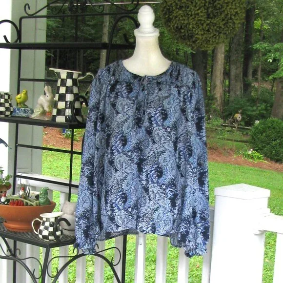 JOIE long sleeve tassel peasant top shirt blouse polyester soft luxury style - Picture 3 of 9